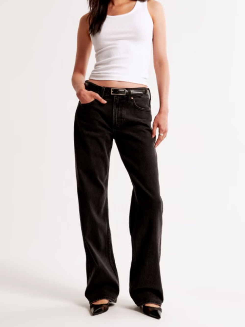 Abercrombie & Fitch Curve Love Low Rise Baggy Jean in Black Wash size 26/2